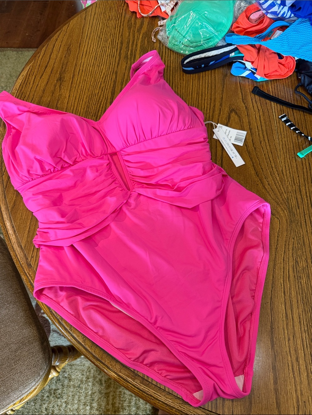 Bleu Rod Beattie Hot Pink Ruched One-Piece Swimsuit for Women